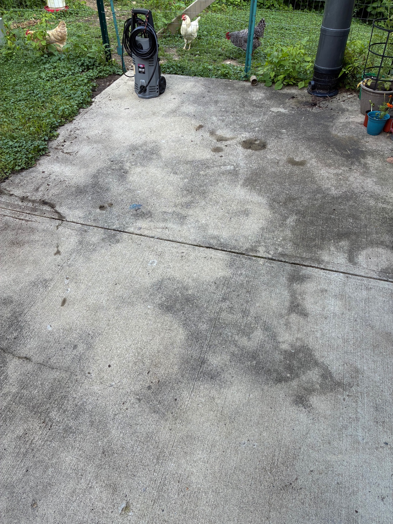 Concrete patio before pressure washing